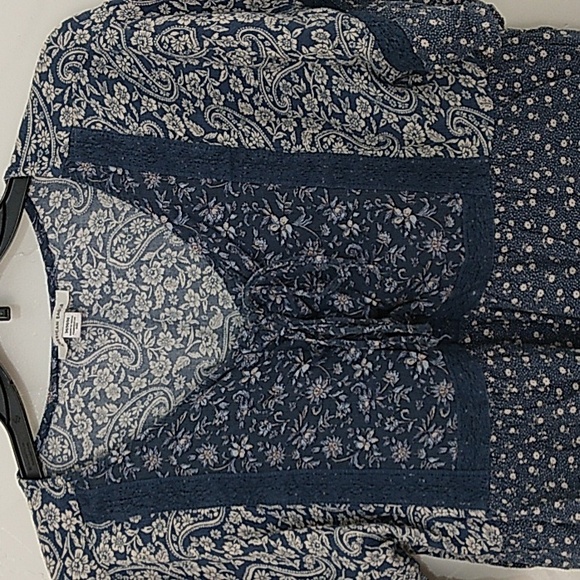 American Eagle Floral Paisley Lace - Up Flutter Sleeve Boho Cropped Top …‎ - Picture 2 of 7